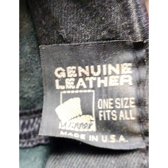 Vintage Black Leather Baseball Cap Hook & Loop Back - Picture 5 of 6